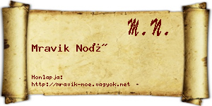 Mravik Noé névjegykártya